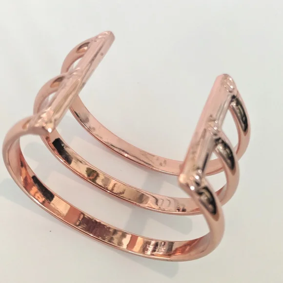 SOLD Rose Gold triple stack Statement Cuff - Picture 6 of 6